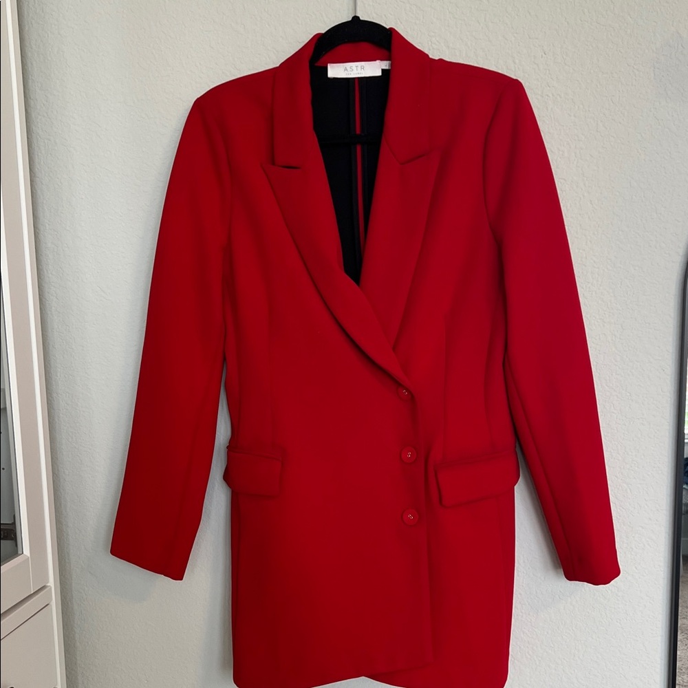 ASTR The Label Red Cross Front Boyfriend Blazer